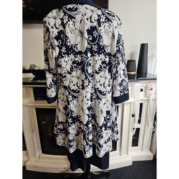 Roz & Ali Dress Womens 2X Dress With Over Shawl Cardigan & Necklace - Picture 2 of 8